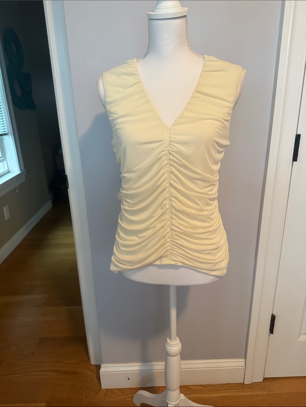 NWT A New Day Off-White Ruched V-Neck Tank Top